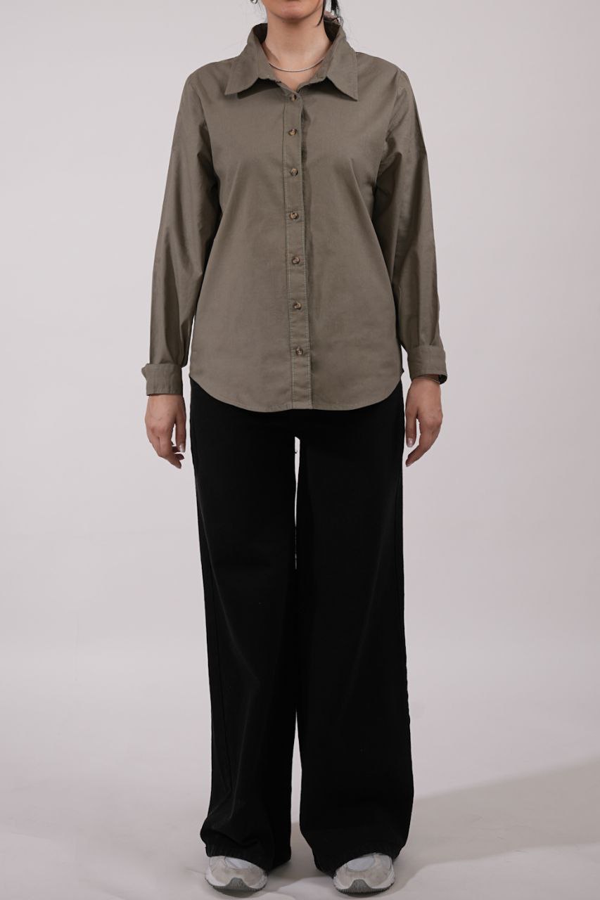 شومیز لینن آستین بلند ساده